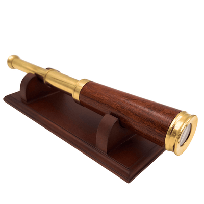 Longue-vue en laiton et bois sur élégant socle en bois – Décoration rétro – CER029