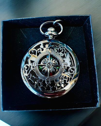 Boussole de style montre de poche "Navigator" - Couleur métal foncé