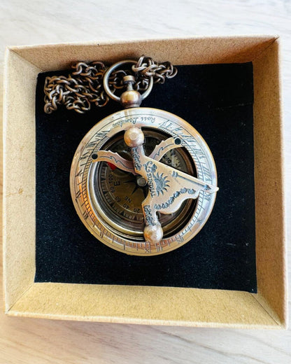 "Traveler's" Navigation Compass with Engraving, Personalization – Handcrafted by Indian Artisans