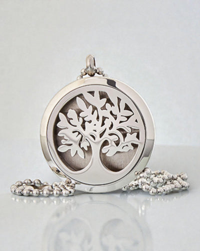 Collier Aromalife Tree – Médaillon porte-parfum secret avec motif Arbre de Vie 30 mm