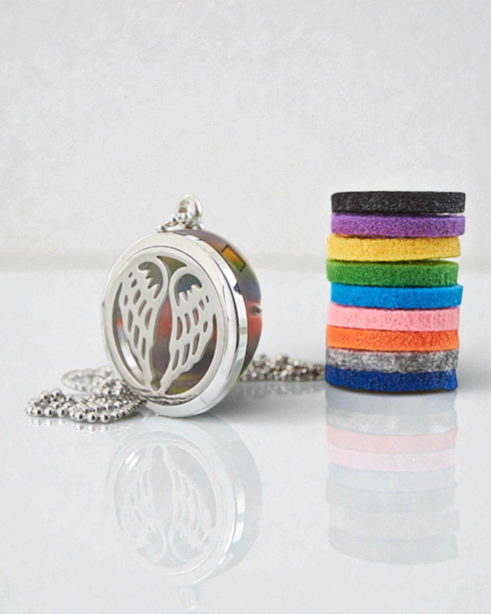 Collier Aromalife Angelic Wings – Médaillon à parfum Ailes d’ange 30 mm