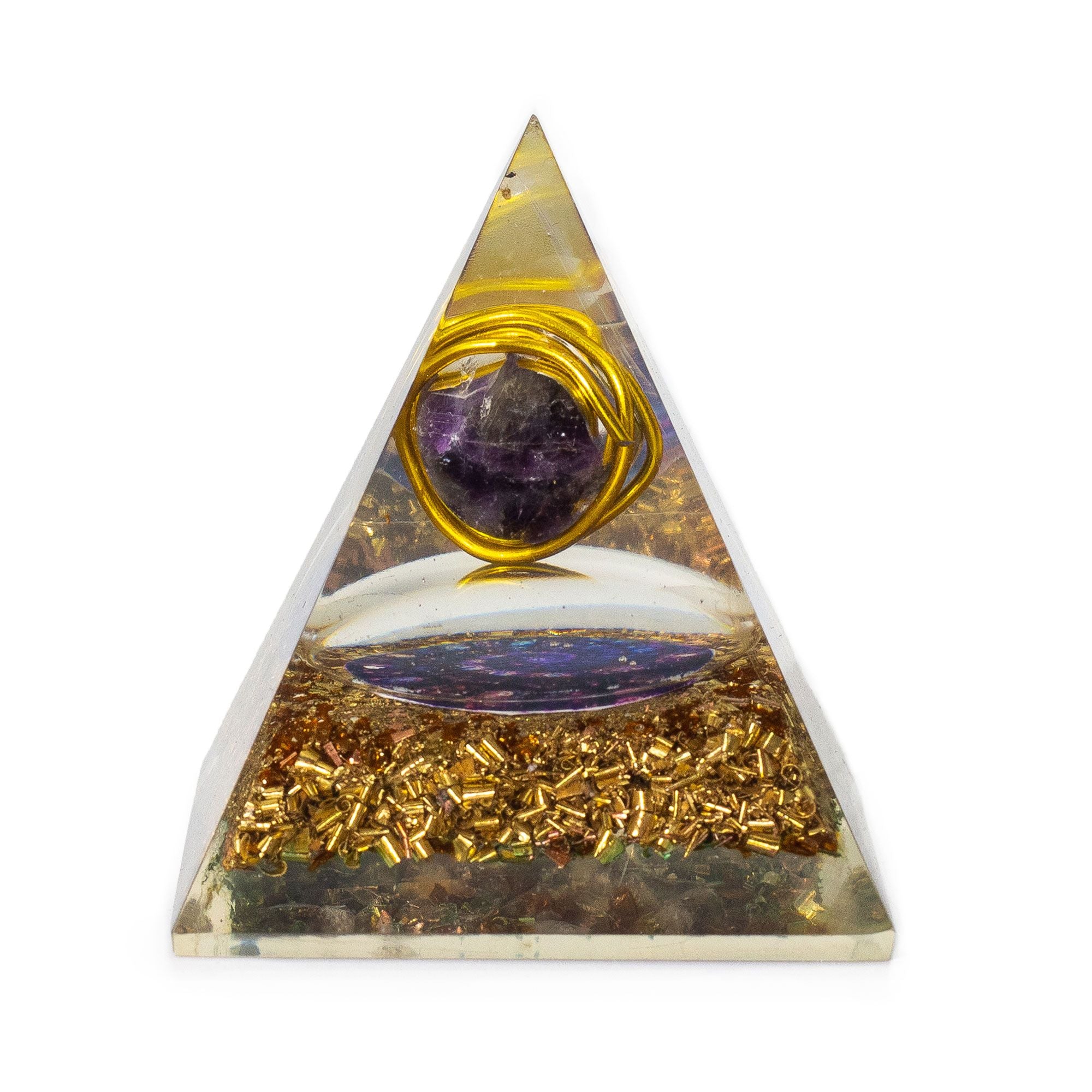 Pyramide Orgonite Moyenne avec Améthyste et Cuivre 7x6 cm