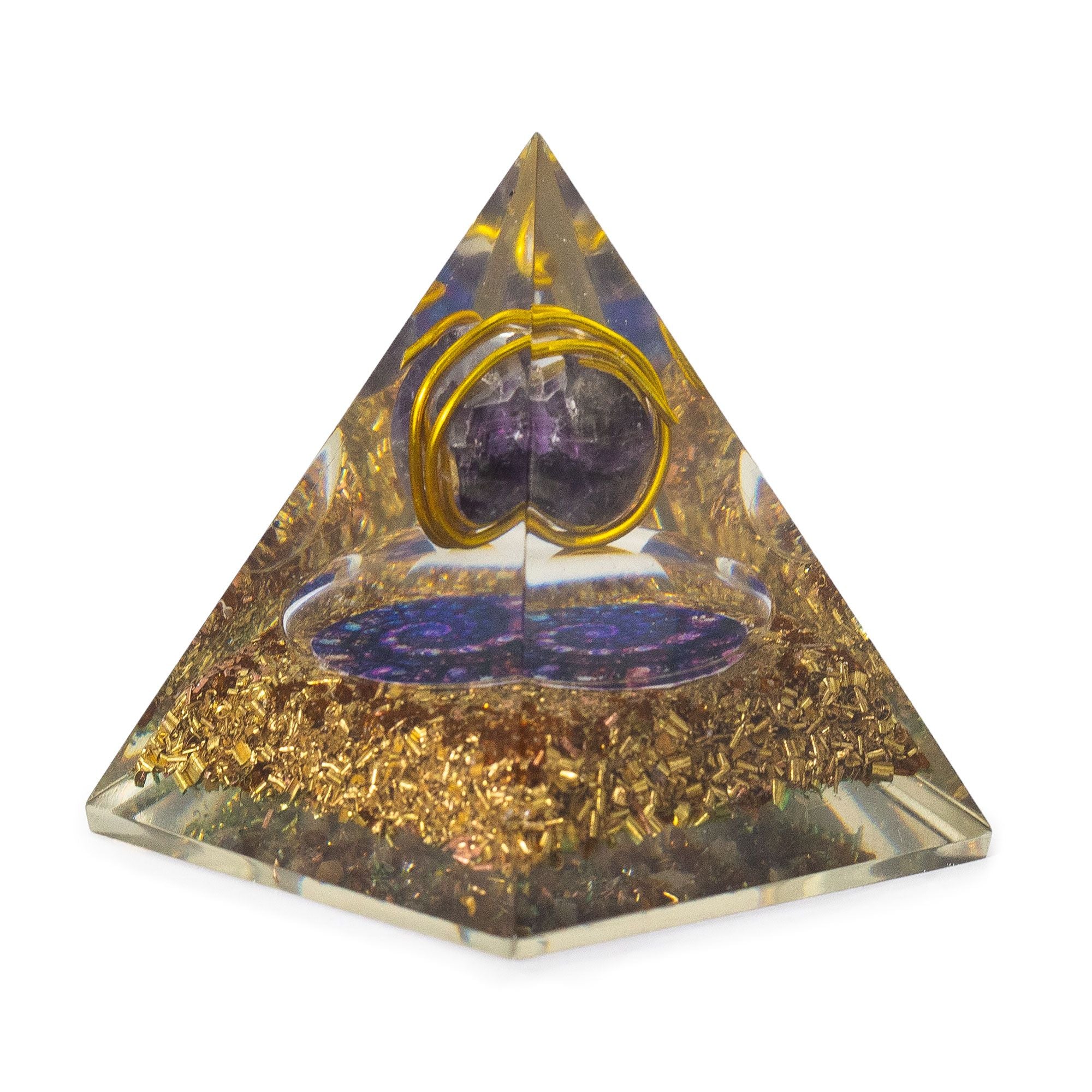 Pyramide Orgonite Moyenne avec Améthyste et Cuivre 7x6 cm