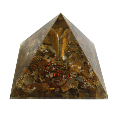 Pyramide Orgonite Magique 70 mm - Ange avec Objets Ésotériques, Intérieur Verdâtre et Finition Manuelle