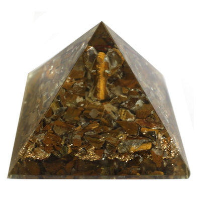 Pyramide Orgonite Magique 70 mm - Ange avec Objets Ésotériques, Intérieur Verdâtre et Finition Manuelle