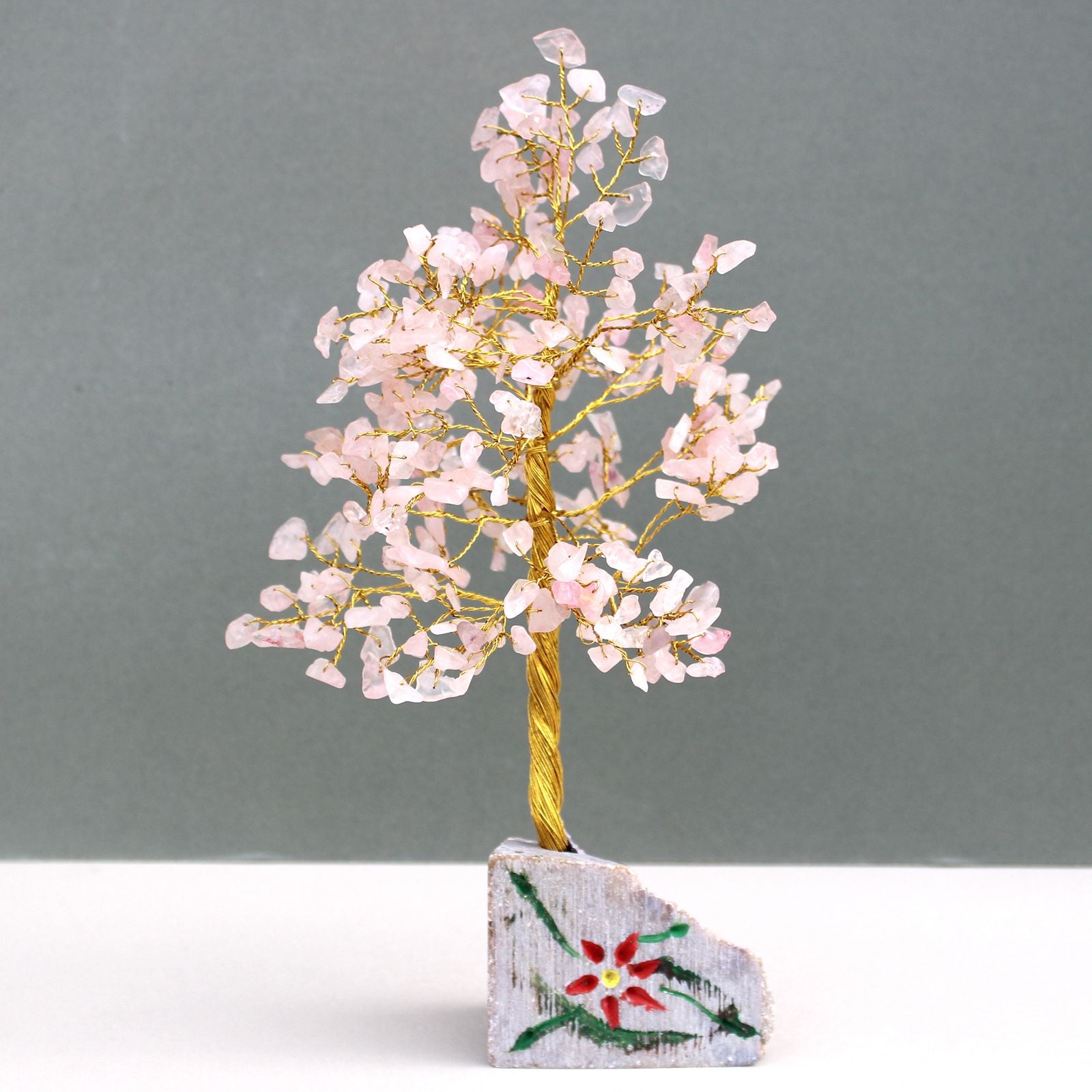 Arbre en Quartz Rose avec 320 Pierres  