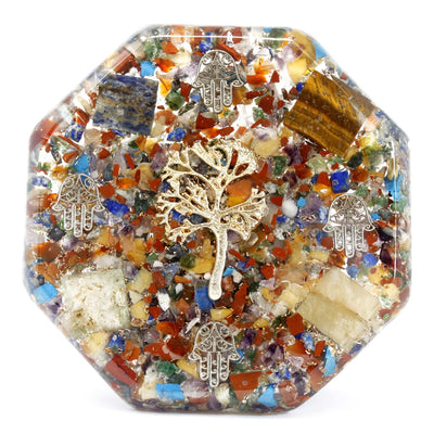 Pack d'Énergie de Bureau Orgonite - Arbre de Vie - Grand - Fait Main avec Pierres Précieuses et Cuivre - Idéal pour Cadeau - Dimensions 11 cm x 1,5 cm - Protection contre la Pollution Électromagnétique - Symbole d'Harmonie et d'Énergie
