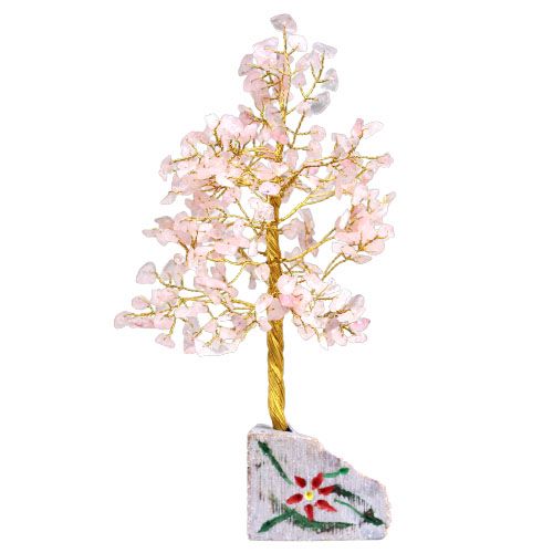 Arbre en Quartz Rose avec 320 Pierres  