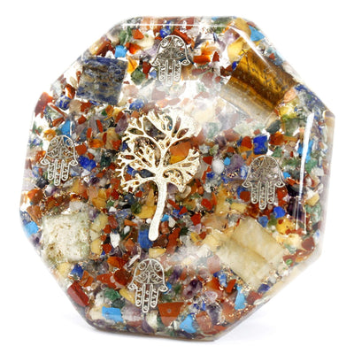 Pack d'Énergie de Bureau Orgonite - Arbre de Vie - Grand - Fait Main avec Pierres Précieuses et Cuivre - Idéal pour Cadeau - Dimensions 11 cm x 1,5 cm - Protection contre la Pollution Électromagnétique - Symbole d'Harmonie et d'Énergie