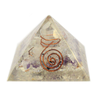 Pyramide Orgonite Magique 55mm avec Pierres Précieuses et Cuivre