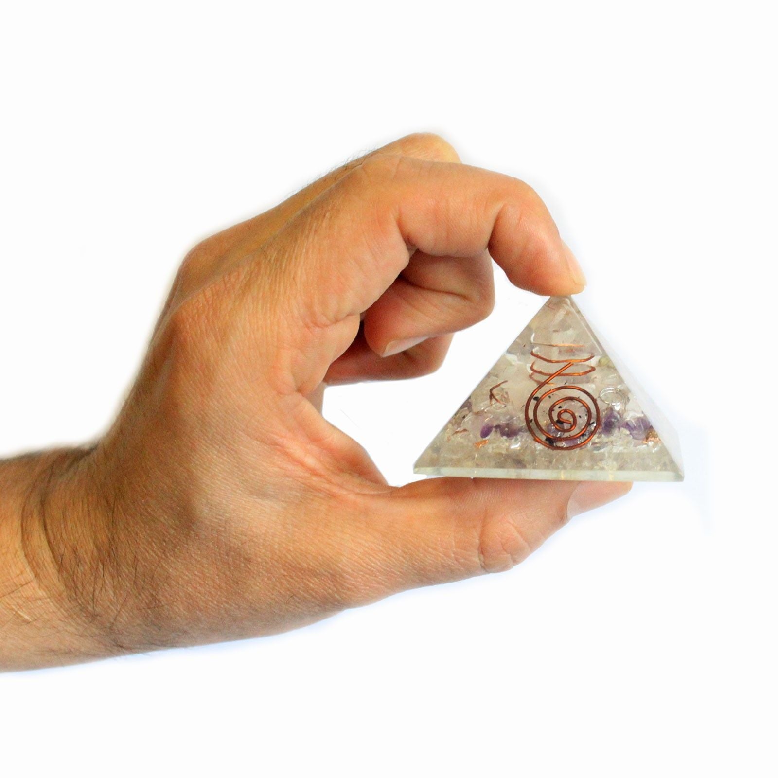 Pyramide Orgonite Magique 55mm avec Pierres Précieuses et Cuivre