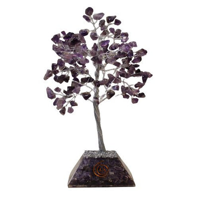 Amethyst-Edelsteinbäumchen mit Orgonit-Basis