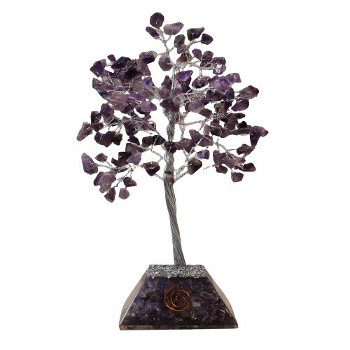 Amethyst-Edelsteinbäumchen mit Orgonit-Basis