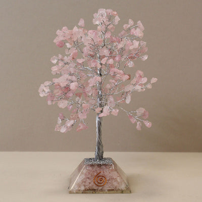 Petit Arbre de Cristal avec Base Orgonite - Quartz Rose
