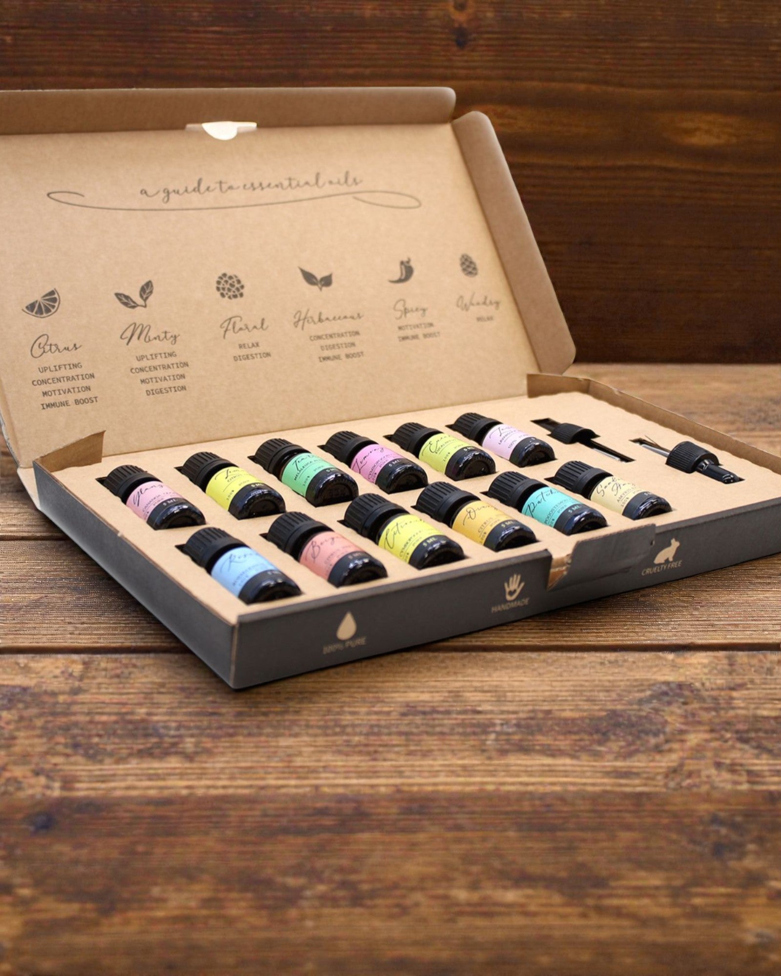 Essence du monde – Ensemble de luxe de 12 huiles essentielles les plus populaires de 5 ml avec pipettes