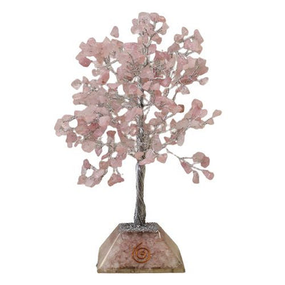 Petit Arbre de Cristal avec Base Orgonite - Quartz Rose