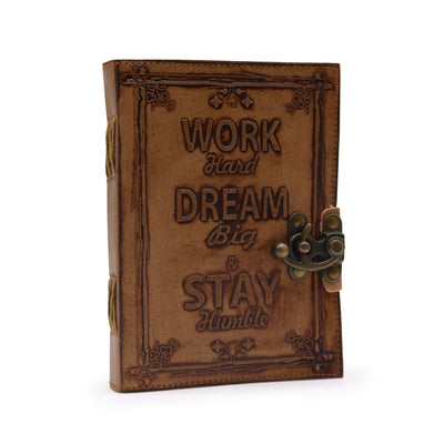 Tagebuch für Träume und Arbeit - Ledernotizbuch mit Prägung, hellbraun, 13x18 cm