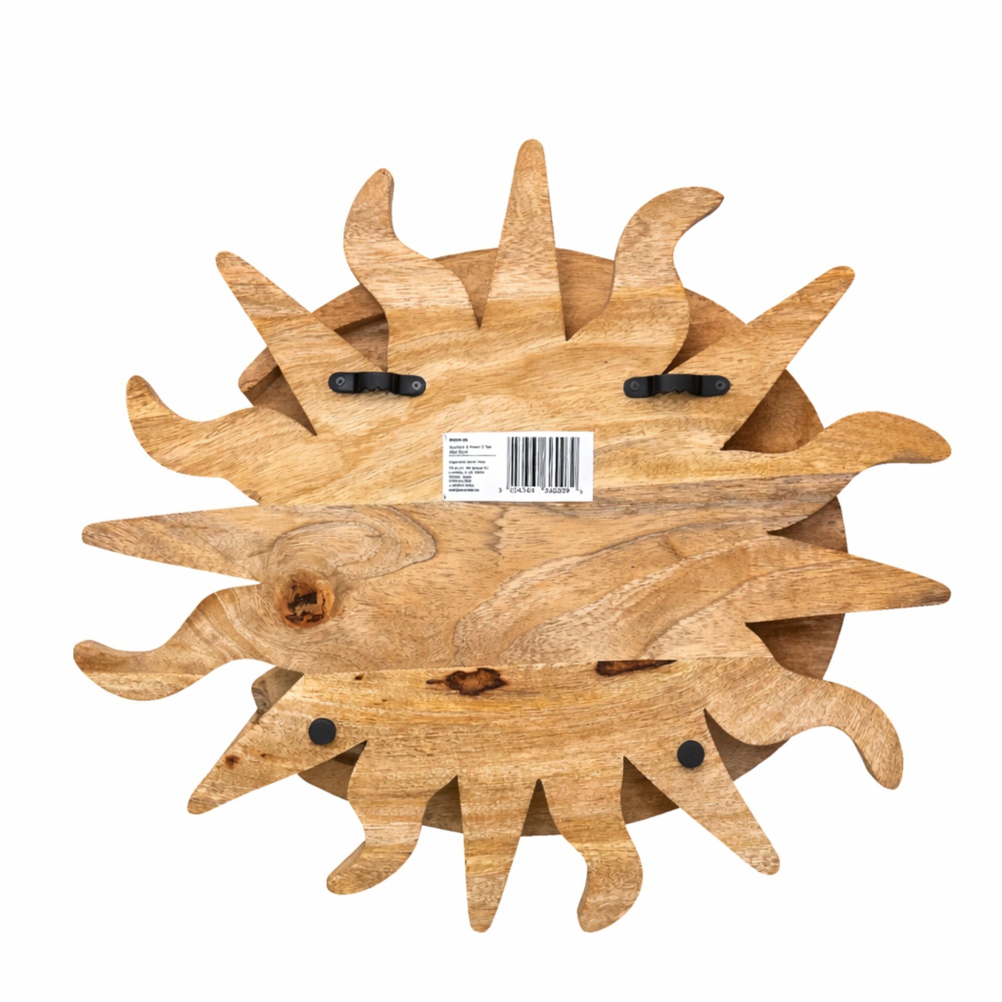 3-stufiges Regal mit Sonnen- und Mondmotiv aus Mangoholz