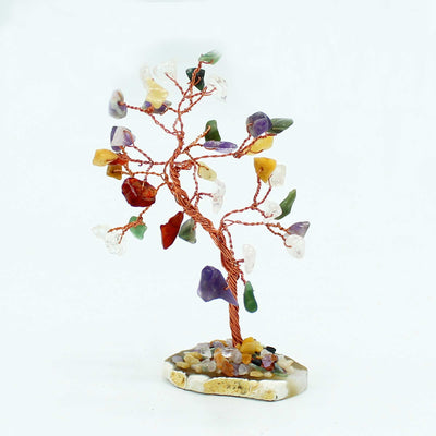 Arbre de Cristaux avec 35 Pierres Colorées sur Base Naturelle d'Agate