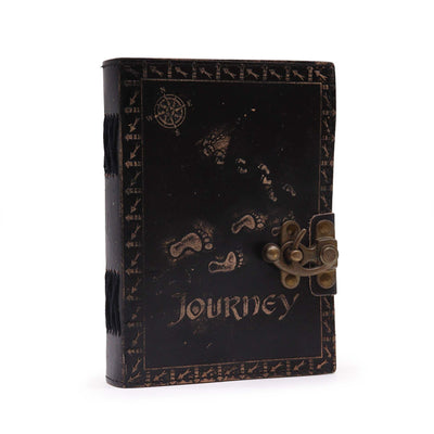 Journal en cuir Journey en teinte tan foncé - carnet de voyage élégant avec finition faite main, 7x5 pouces, 100 pages blanches