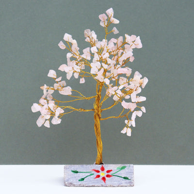 Arbre en Quartz Rose avec 160 Pierres  