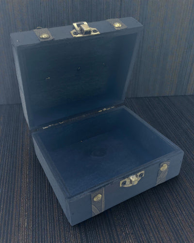 Arche à thé de l’Atlantide – Coffret carré vintage bleu