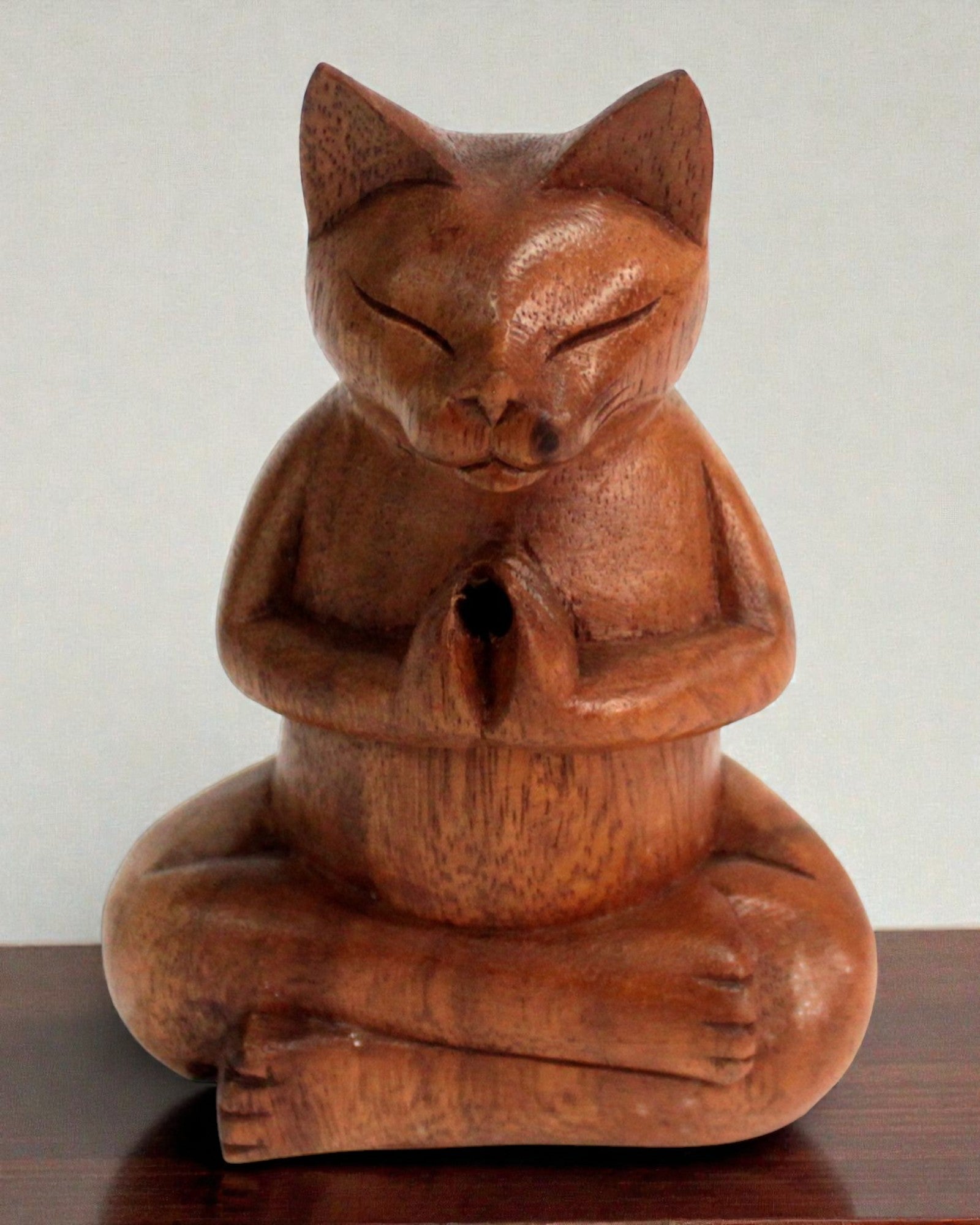 ZenCat Harmony – 10 cm, chat de yoga en bois pour encens