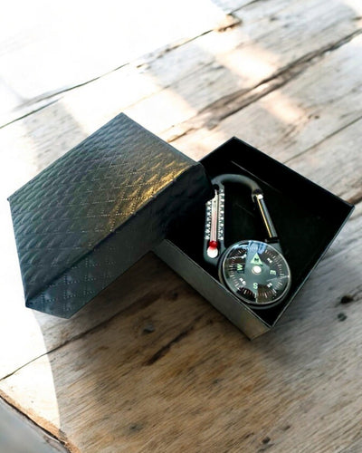 Boussole mousqueton avec thermomètre, porte-clés - possibilité de gravure