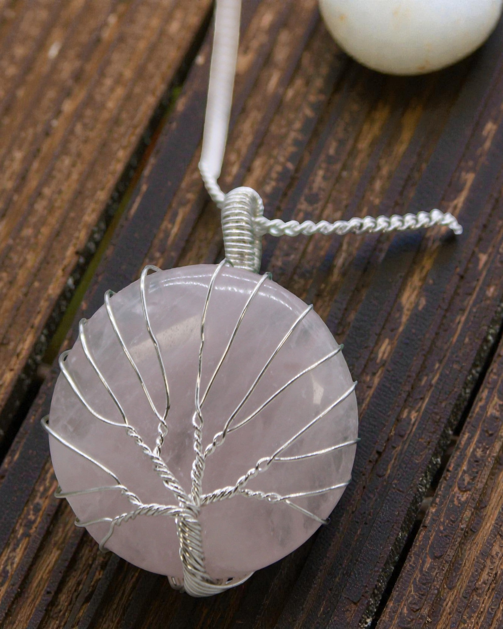 Drzewo Miłości – Collier avec quartz rose et Arbre de Vie