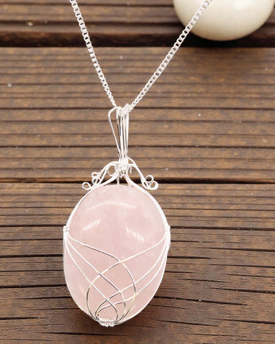 Spiralna Delikatność – Collier avec quartz rose