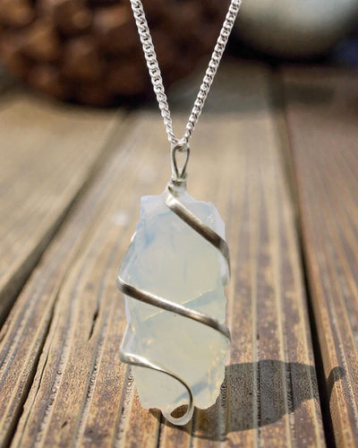 Spiral Radiance – Necklace with Raw Opalite