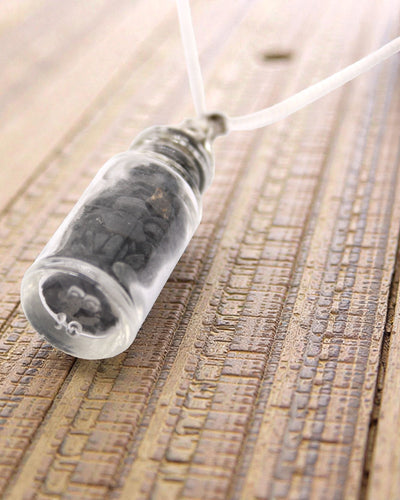 Bottle-Green Talisman of Power – Necklace with Black Onyx