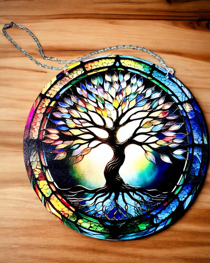Prismatische Zonnige Hanger 'Levensboom' - Kleurrijke Raamdecoratie