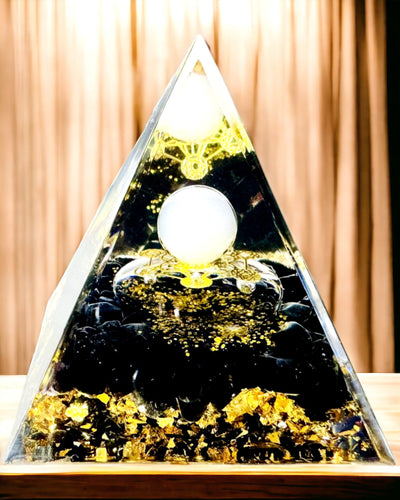 Pyramide Orgonite avec Obsidienne – Générateur d'Énergie Chakra, Outil de Méditation Reiki avec Pierre Naturelle