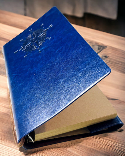 Carnet de Notes Nautique Vintage Taille A6 ou A7 - avec Motif de Boussole et Pages à Roulement - Disponible en différentes Variantes de Couleurs, possibilité de gravure