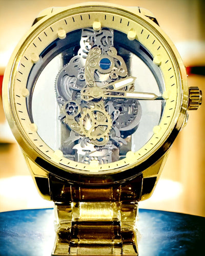 Montre Sport Homme avec Mécanisme Quartz Transparent Double Face et Bracelet en Aluminium – Idéale pour un Cadeau. Personnalisation par Gravure