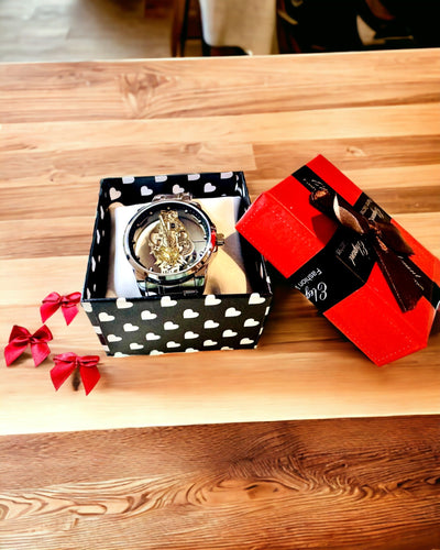 Elegante Heren Quartz Horloge - Transparant Mechanisme en Sportieve Elegant