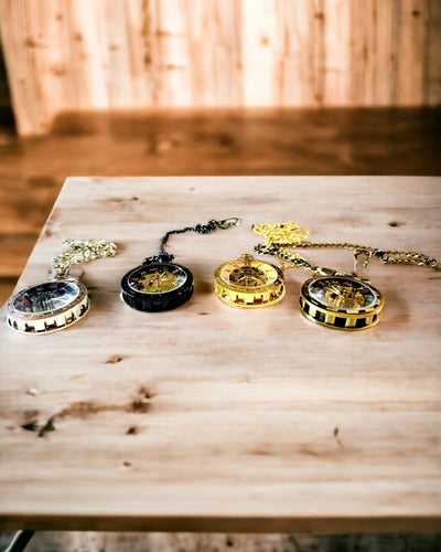 Rétro Montre de Poche – Mécanique, Couleur or brossé, Étanche, personnalisation avec gravure