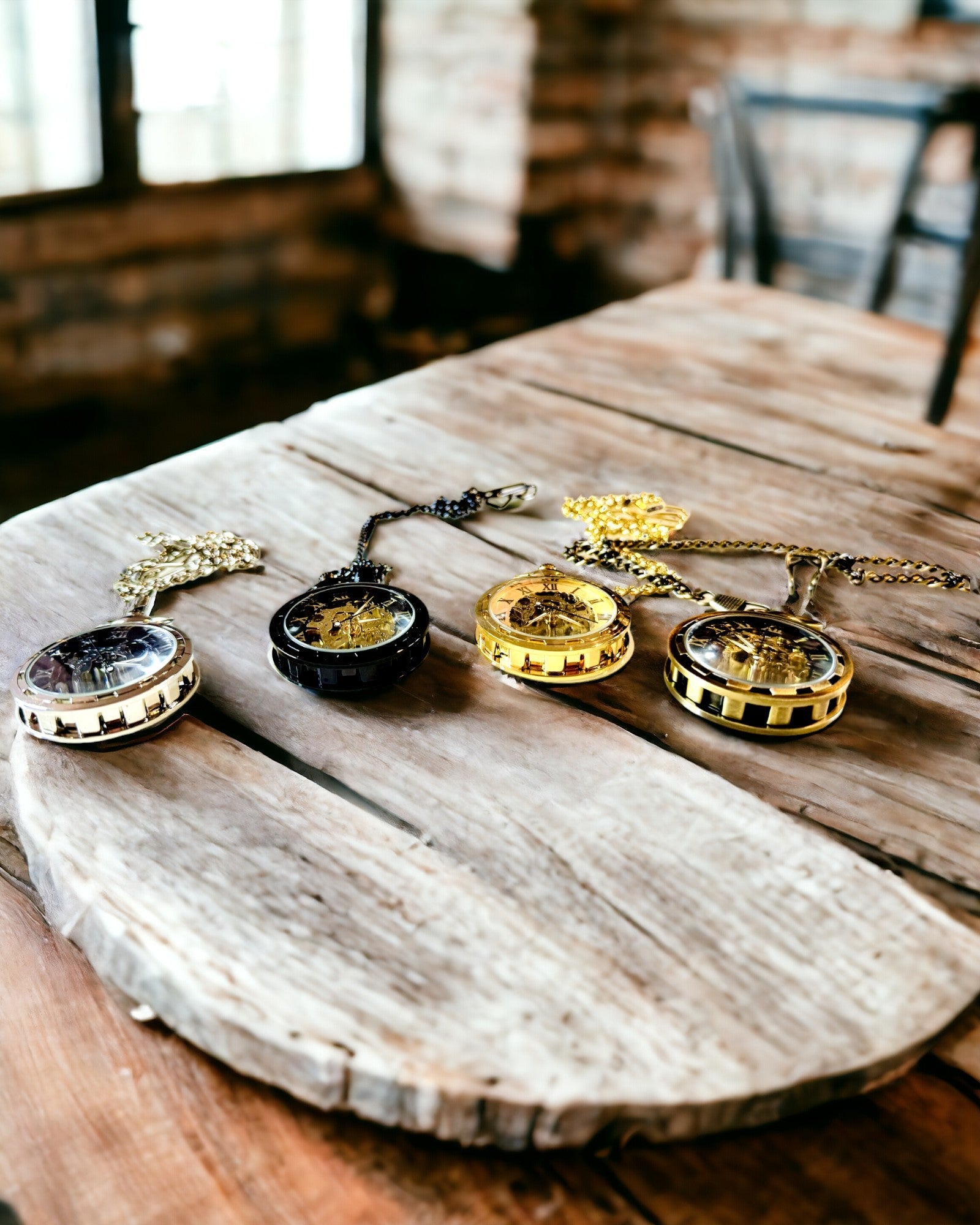 Mechanische Retro Stijl Zakhorloge, Waterdicht, Semi-automatisch - kleur Zwart - Perfect als Cadeau, gravure