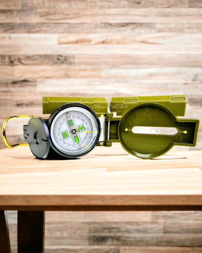 High Precision Waterproof Compass in Army Green Color – Reliable in Navigation, Engraving Option Available