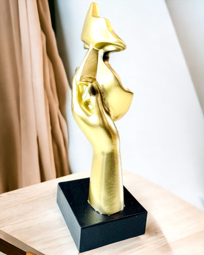 Sculpture Abstraite de Main "Toucher de l'Art" - Décoration de Bureau de Style Européen, Personnalisation par Gravure 2 pièces