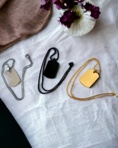 Collier avec Dog Tag "Trois Nuances de Style" - Plaque d'identité - Élégant Pendentif en Acier Inoxydable avec Option de Gravure