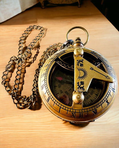 "Traveler's" Navigation Compass with Engraving, Personalization – Handcrafted by Indian Artisans