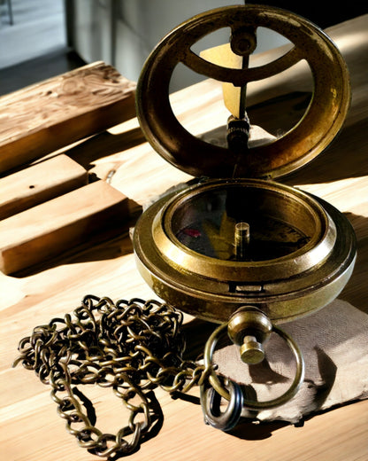 "Traveler's" Navigation Compass with Engraving, Personalization – Handcrafted by Indian Artisans