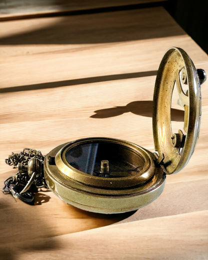 "Traveler's" Navigation Compass with Engraving, Personalization – Handcrafted by Indian Artisans