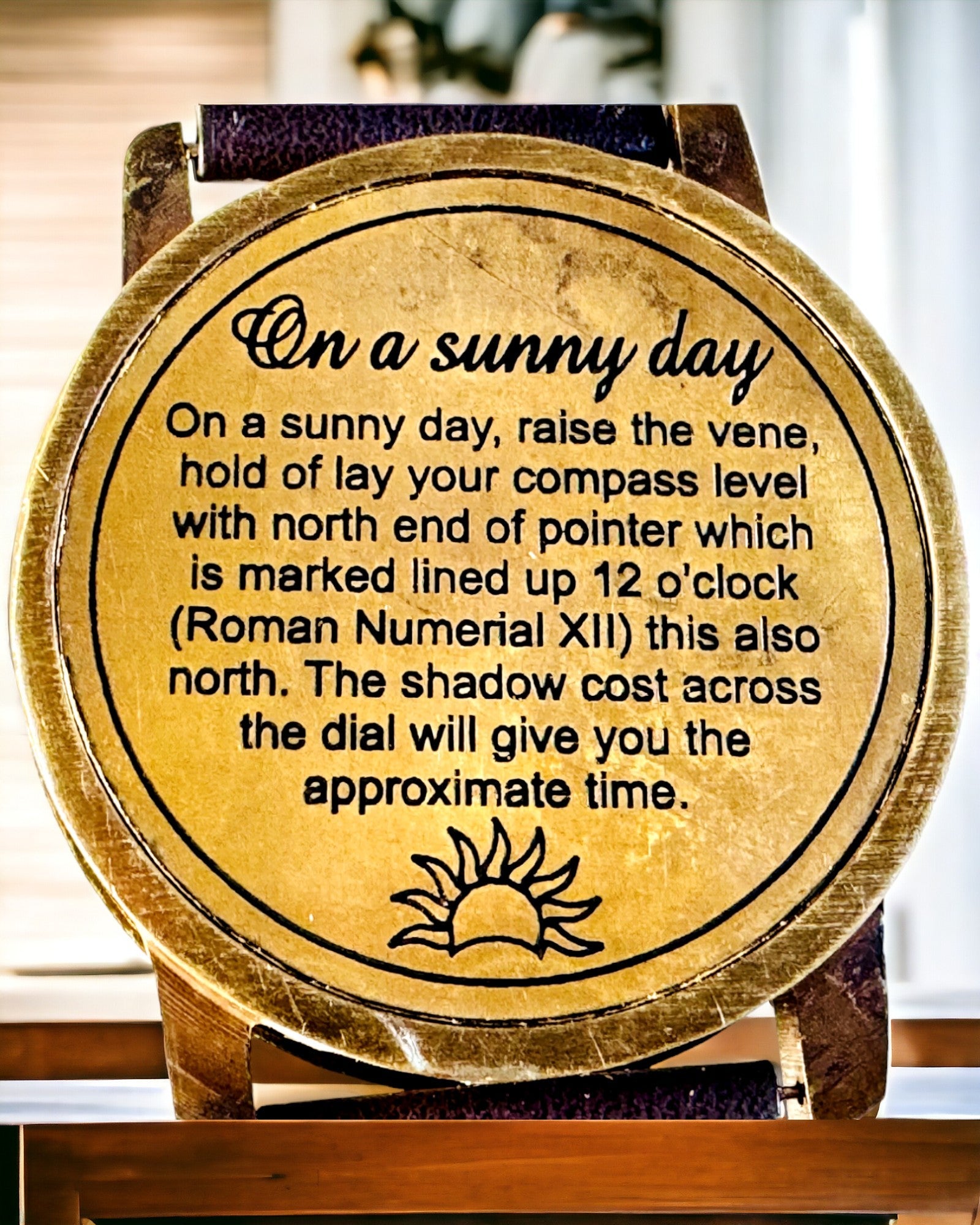 Montre Solaire avec Boussole - Fait Main, Artisanat Authentique, possibilité de gravure