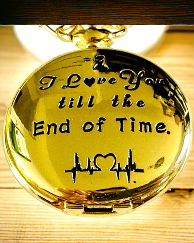 Goldfarbene Retro-Taschenuhr mit Gravurmöglichkeit