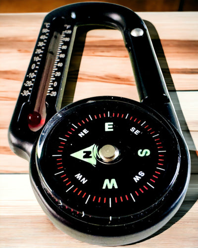 Boussole mousqueton avec thermomètre, porte-clés - possibilité de gravure