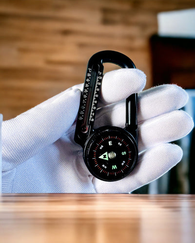 Boussole mousqueton avec thermomètre, porte-clés - possibilité de gravure