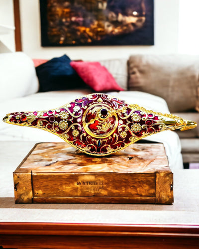 Magische Lamp van Aladdin met Graveeroptie - Bordeaux Variant, verweven met goud